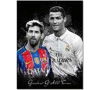 Puzzle 1000 Pièces Star du Football Messi-Ronaldo Poster Portrait Noir Art Mural pour Papier Jouet pour Adultes Jeu de Décompression 38x52CM