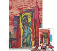 Puzzle 1000 pièces Statue de la Liberté New York Art Urbain Jeu de réflexion défi Difficile idéal en Cadeau pour Toute la Famille 38x52cm