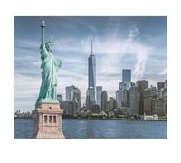 Puzzle 1000 pièces，Statue de la Liberté, Skyline de Manhattan, One World Trade Center, New York，Bois pour Adultes Jeux Enfants Jouets Éducatifs（75x50cm）-V25