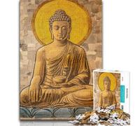 Puzzle 1000 pièces Statues de Bouddha pour Adultes et Adolescents, Anti-Stress, pour Passer Le Temps à la Maison, avec Affiche et fiche de Questions-réponses Assorties (75x50cm)