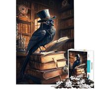 Puzzle 1000 pièces Steampunk Corbeau Qui lit Activités familiales pour Adolescents Jeux éducatifs et ludiques à la Maison (Dimensions 38x26cm)