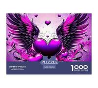 Puzzle 1000 Pièces Stimulant Cadeau Fleur Amour Pourpre Aile Coeur Tourbillonnant Lumière Décoration Mur Jeu Éducatif Anti-Stress Adulte 70x50cm
