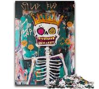 Puzzle 1000 pièces Style Basquiat King Skull pour Adultes et Adolescents, Interaction Parent-Enfant intéressante pour réduire Le Stress 50x75cm