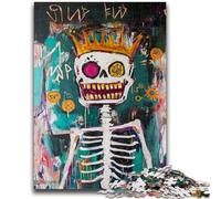 Puzzle 1000 pièces Style Basquiat King Skull pour Adultes et Adolescents, Jeu Stimulant et éducatif en Famille pour Anniversaire, Noël 26x38cm
