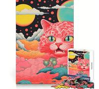 Puzzle 1000 pièces Style lithographie Japonaise psychédélique pour Adultes et Adolescents, Stimulant l'esprit, Anti-Stress, Amusant et sécurisé, Cadeau de Noël (38x26cm)
