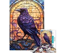 Puzzle 1000 pièces Style vitrail Corbeau pour Adolescents idéal pour Un Anniversaire ou Noël Stimule la mémoire et Offre Un Jeu Anti-Stress Convient aux 14 Ans et Plus (50x75cm)
