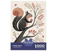 Puzzle 1000 Pièces Stylized Squirrel in Autumn Tree Puzzle pour Adolescents Améliore La Mémoire Entraîne Ton Cerveau Et Tes Mains Jouet Addictif pour Cultiver La Patience 38x26cm/1000pcs