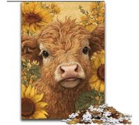 Puzzle 1000 pièces « Sunflower Heights » Vache, Jeu d'activités familiales pour Adultes, décoration Murale (Taille 26x38cm)