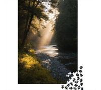 Puzzle 1000 pièces Sunlit River Through Forest, 38x26cm, Jeu de Patience Familial, Cadeau pour Les fêtes de Fin d’année, Moment Relaxant pour passionnés de paysages et d’évasion
