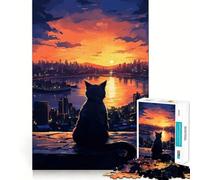 Puzzle 1000 pièces Sunset City Paws pour Adultes Jeu de réflexion Intelligent, Silencieux et Amusant Découpe précise Cadeau spécial 50x75cm