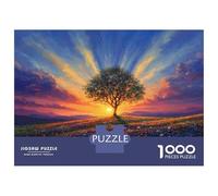 Puzzle 1000 Pièces Sunset Tree Painting-2 Puzzles pour Adultes, Jeu Familial, Améliore La Mémoire, Offrez-Les en Cadeau À Toute La Famille 52x38cm/1000pcs