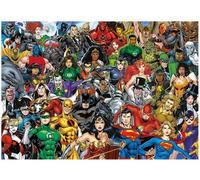 Puzzle 1000 Pieces Super Heros et mechants, Personnages DC - Puzzle Impossible, Challenge, Extreme - Set Adulte et Carte