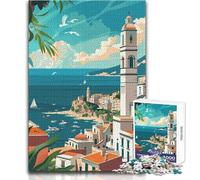 Puzzle 1000 pièces sur Le thème de la Méditerranée côtière,idéal pour Les Adolescents Jeu éducatif favorisant Le développement des compétences Cadeau Parfait pour Les Occasions spéciales 38x26cm