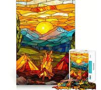 Puzzle 1000 pièces sur Le thème du Camping et des vitraux,découpe de qualité supérieure,Jouet d'éveil et de détente,Cadeau d'anniversaire Amusant (50x75cm)