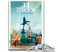 Puzzle 1000 pièces sur l'histoire de Londres pour Adultes et Adolescents, Jeux éducatifs, Anti-Stress, Cadeaux du Père Noël Secret pour Les Enfants de 14 Ans et Plus (1000 pièces, 26x38cm)