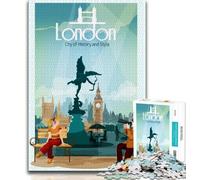 Puzzle 1000 pièces sur l'histoire de Londres pour Adultes et Adolescents, Jeux éducatifs et Anti-Stress, avec Père Noël, 75x50cm