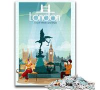 Puzzle 1000 pièces sur l'histoire de Londres pour Adultes et Adolescents, Jouet éducatif Anti-Stress, idéal comme Cadeau pour Toute la Famille (1000 pièces, 50x75cm)