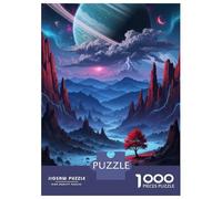 Puzzle 1000 Pièces Surreal Landscape with Red Tree Puzzle Adulte Casse-tête Analyse Et Logique Interaction Parent-Enfant 52x38cm/1000pcs
