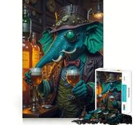 Puzzle 1000 pièces surréaliste Éléphant de la bière dans Un pub pour Adolescents Jeu de logique et de Sens, Divertissement paisible, Bords Lisses, Cadeau créatif 38x26cm
