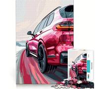 Puzzle 1000 pièces SUV Rouge en Mouvement pour Adolescents Jeu de logique Stimulant Détente mentale Bords Nets Cadeau élégant (38x26cm)