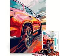 Puzzle 1000 pièces SUV Rouge en Mouvement pour Adolescents Jeu de logique Stimulant Détente mentale Bords Nets Cadeau élégant (38x52cm)