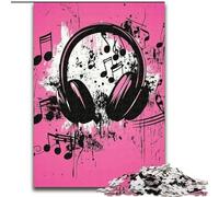 Puzzle 1000 pièces Symbole Musical Casque d'écoute Puzzle 1000 pièces pour Adultes Interaction familiale et Cadeau Amusant, Design Abstrait Vibrant 50x75cm