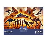 Puzzle 1000 pièces Symboles Australie - Carte Australie Faune, Puzzle Défiant pour Hommes et Femmes, Idée Cadeau 38x26cm