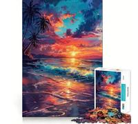 Puzzle 1000 pièces Symphonie Coucher de Soleil Tropical Découpe Impeccable Jeu de logique Amusant et Gratuit Activité d'anniversaire (50x75cm)