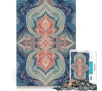 Puzzle 1000 pièces Symphonie de Corail et de Cobalt en marbre pour Adolescents, idéal pour améliorer la mémoire, Loisirs à la Maison, Bords précis, Cadeau Exquis 38x26cm