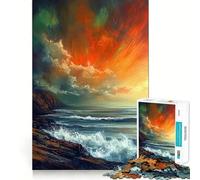 Puzzle 1000 pièces Symphonie du Coucher de Soleil pour Adolescents Jeu Intelligent et Relaxant, Assemblage du Motif Liste de souhaits du Père Noël 50x75cm