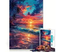 Puzzle 1000 pièces Symphonie du Coucher de Soleil Tropical, découpe Premium, Jeu d'esprit, Exercice Mental, Moment de Paix et de détente, Cadeau d'anniversaire Amusant (38x52cm)