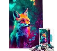 Puzzle 1000 pièces Synthwave Renard Défi intellectuel Jouet addictif Jeu Manuel Cadeau d'anniversaire Cadeau de Père Noël Secret (Dimensions 50x75m)