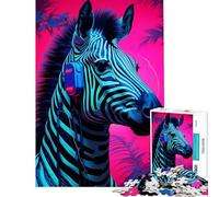 Puzzle 1000 pièces Synthwave Zebra pour Adultes décoration Murale Jouet améliore la mémoire Cadeau d'anniversaire (50x75cm)