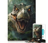 Puzzle 1000 pièces T-Rex Rugissant dans la Jungle, découpe soignée, décoration, Jeu de logique et de Calme, Cadeau de Noël (50x75cm)