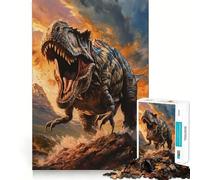 Puzzle 1000 pièces T-Rex Rugissant pour Adolescents, Jeu de logique Pure, détente et découpe Nette, œuvre d'art (38x26cm)