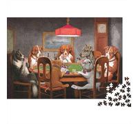 Puzzle 1000 Pièces Table de Poker des Chiens Groupe de Casino Chiens Détails Riches Couleurs Vives Carton Recyclé pour Adultes & Enfants Cadeau Fêtes 70x50cm