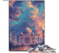Puzzle 1000 pièces Taj Mahal en Bois, pour Noël et Le Nouvel an, Cadeau de Vacances 50x75cm pour Adolescents et familles, Cadeau de Noël idéal