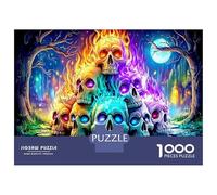 Puzzle 1000 Pièces Tas de Crânes Flamboyants, Jeu Éducatif et Décoratif Squelette pour Adultes et Enfants À partir de 12 Ans, 70x50cm