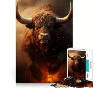 Puzzle 1000 pièces Taureau chargeant Bords impeccables Casse-tête Amusant Cadeau détente Jeu Cadeau d'anniversaire Artistique (38x26cm)