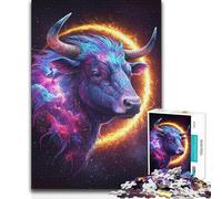 Puzzle 1000 pièces Taureau Cosmique, Animal de feu, Une œuvre d'art, pour Les 14 Ans et Plus, 50x75cm