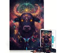 Puzzle 1000 pièces Taureau du Cosmos Pièces découpées nettes Jeu de développement cognitif Moment de Calme et de Divertissement Décoration Artistique de Noël (38x52cm)