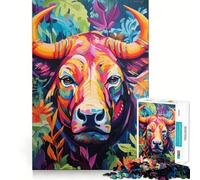 Puzzle 1000 pièces Taureau Peinture Décor Décoratif et Attirant Jeu de Réflexion Cadeau Jeu Calme Activité Anniversaire (38x26cm)