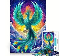 Puzzle 1000 pièces Teal Phoenix Rising pour Adultes, Puzzle de mémoire à Monter Lentement, Image à Assembler, Cadeau créatif 38x52cm