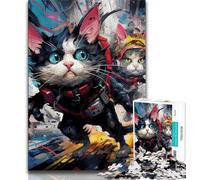 Puzzle 1000 pièces Techno Cat Puzzles Adultes 1000 pièces Difficile avec des pièces entièrement imbriquées de Formes aléatoires (26x38cm)