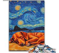 Puzzle 1000 pièces Teckel Ciel Nocturne en Bois, Niveau Débutant, Idéal pour Les Anniversaires et Les Fêtes 50x75cm Activité Adulte et Famille, Cadeau Décoration Maison DIY