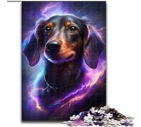 Puzzle 1000 pièces Teckel coloré en Bois, idée Cadeau de Noël, Illustration Humoristique, Illustration détaillée 50x75cm Un pour Noël ou Un Anniversaire