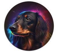 Puzzle 1000 pièces Teckel Fantaisie, Puzzle Rond de 1000 pièces pour Adultes, pour la décoration intérieure, l'entraînement cérébral et Les Cadeaux de Noël (67,5x67,5cm)