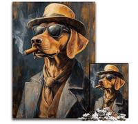 Puzzle 1000 pièces Teckel fumant Une Cigarette, Jeux éducatifs, avec Affiche et fiche de Questions-réponses, pour Les 14 Ans et Plus, 26x38cm