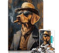 Puzzle 1000 pièces Teckel fumant Une Cigarette pour Adolescents, Anti-Stress, Vacances à la Maison, Tue Le Temps avec Affiche Assortie et Feuille de Questions 50x75cm