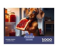 Puzzle 1000 pièces Teckel Mange Tartine - Décoration Murale, Jeu éducatif challengeant 52x38cm/1000pcs